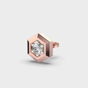 IGI Certified Lab Grown Round Diamond Hexagon Stud <b>Earrings</b> 14K Yellow / White / Rose Gold Geometric Diamond <b>Earrings</b> - Product Image 3