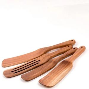 Juego de utensilios de cocina de madera de acacia, teca de bambú, ecológico, 4 Uds., cucharón de cera, juego de espátula de madera, mango - Product Image 3