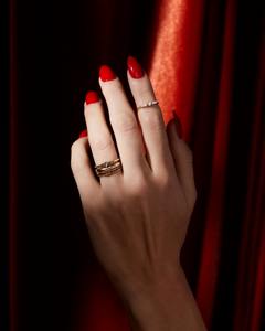 แหวนทอง10K สำหรับงานหมั้นเพชรบาแกตต์โมอิสซาไนท์แบบเรียวสองชั้นและกลมสุดพิเศษ - Product Image 1