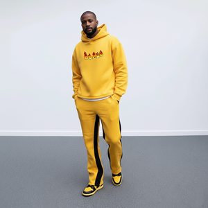 ชุดเซ็ต 2 ชิ้น เสื้อฮู้ดดี้ทรงเข้ารูปคุณภาพสูง กางเกงวอร์มขายาวทรงหลวม สตรีทแวร์ 2 สี ฮิปฮอป สไตล์ลำลอง เป็นมิตรกับสิ่งแวดล้อม ระบายอากาศได้ดี - Product Image 1