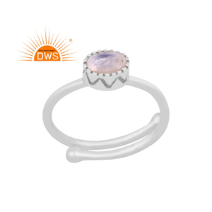 Anillo apilable de piedras preciosas de luna de arco iris Natural de plata de ley fina superventas, fabricante de joyería personalizada - Product Image 1
