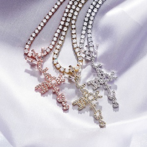 Collana con Ciondolo a Croce <span class=keywords><strong>Cactus</strong></span> Jack in Stile Hip Hop <span class=keywords><strong>Travis</strong></span> Scott, Placcata Oro con Zirconi Sintetici, Gioielli per Feste - Product Image 6