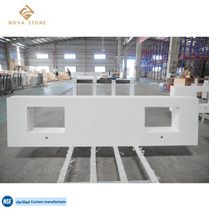 NV723 Dessus de coiffeuse en quartz artificiel Non poreux Facile à nettoyer Résistant aux chocs Dessus de salle de bain approuvé par l'ASTM Inspect - Product Image 5