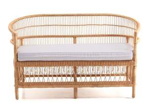 Banc de canapé en rotin naturel avec coussins fait à la main Boho Chic 2 ou 3 places pour intérieur et extérieur - Product Image 4