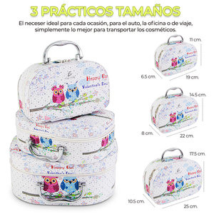 MAQ.09.6 Bolsa de Cosméticos de Lino Ecológica para Artículos de Aseo con Cierre de Cremallera, Estuche de Viaje Portátil de 3 Piezas Bordado - Product Image 3