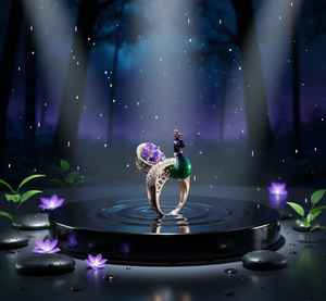 Anillo Fino de Plata de Ley 925 de Primera Calidad con Diamante Moissanita Clásico y Tipo de Cara de Pavo Real - Product Image 1