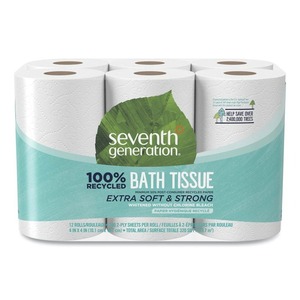 Seventh Generation 100% Tejido de baño blanco reciclado de 2 capas Caja fuerte séptica 240 hojas/rollo 12/paquete (13733PK) 2 paquetes de lavandería - Product Image 1