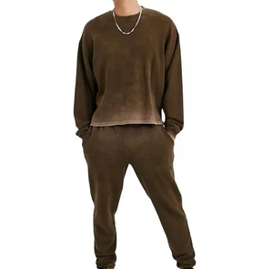 Tendance de haute qualité personnalisé lavé à l'acide survêtement unisexe survêtement respirant vêtements d'entraînement vêtements de jogging OEM hiver soleil fané - Product Image 1