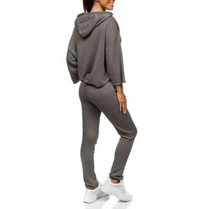 2025 nuevo chándal de mujer de algodón grueso de dos piezas en blanco Jogging traje liso de gran tamaño pulóver sudaderas con capucha conjunto de mujeres - Product Image 5