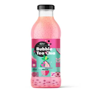 400ml Garrafa De Vidro RITA Bubble Tea with Chia Raspberry Dragon Fruit Flavor Alta qualidade OEM ODM Fabricante Vietnam Fornecedor