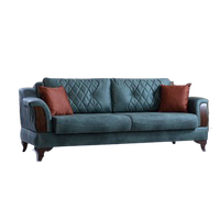 Ensemble canapé-lit Nefes élégant et moderne en tissu turc, hauteur réglable, structure en bois massif, taille personnalisable, appartement, hôtel, hôpital