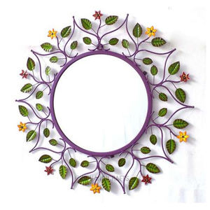 Miroir mural décoratif en métal élégant et moderne en forme de feuille pour la maison miroir de décoration de salon - Product Image 2