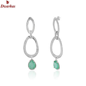 Excellentes boucles d'oreilles de qualité supérieure 925 boucles d'oreilles poire en argent sterling quartz pierre gemme texture goutte boucle d'oreille pour les femmes - Product Image 4