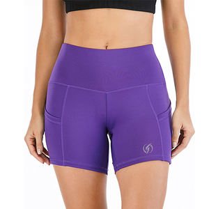 2024 été femmes haute qualité Shorts de gymnastique respirant taille haute sans couture entraînement Yoga Leggings décontracté couleur unie tissu - Product Image 1