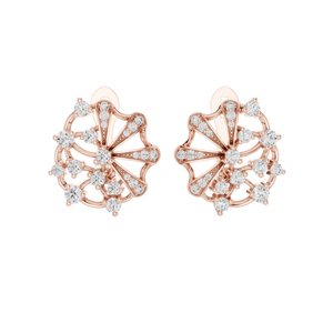 0.774 CT Lab-Grown Diamond <b>Fan</b> Earrings Round Brilliant Cut 10KT, 14KT, 18KT Gold & 925 <b>Silver</b> Rose, Yellow, White Gold - Product Image 3