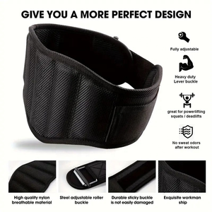 Ceinture de musculation unisexe en néoprène robuste avec protection professionnelle, fermeture à boucle réglable pour la musculation en salle de sport - Product Image 5