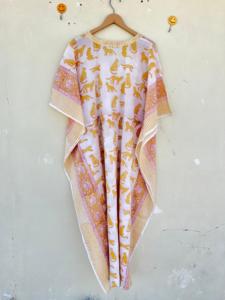 Algodón caftán indio diseño Floral largo cubrir ropa de dormir mamás playa Bikini cubierta verano primavera Otoño Invierno secado rápido Casual - Product Image 6