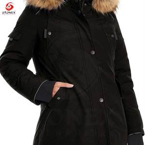 Nga Tùy Chỉnh Phong Cách Mới Của Phụ Nữ Parkas Rắn Màu Áo Khoác Mùa Đông Với Lông Mui Xe Phụ Nữ Thanh Lịch Thời Trang Parka Áo Khoác Lông Cừu Mỏng Tops - Product Image 2