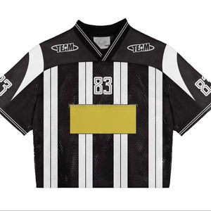 Camiseta de fútbol holgada americana 2025, camiseta bordada de Algodón 100% con camiseta de fútbol de moda holgada y estampada - Product Image 1