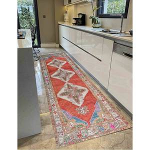 Geometric Turkish Rug: Anatolian Corridor Rug, Anti-Slip Carpet,Nonwoven Thin Rug - Product Image 5