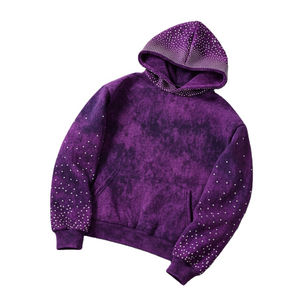 Pull-over pour homme en molleton 100% coton, style tendance, coupe classique, personnalisable avec des pierres de diamant, effet délavé au soleil - Product Image 4