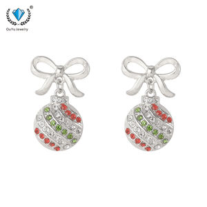 2025 avrupa ve amerikan basit noel elmas şanslı çanta yay saplama küpe ile süslenmiş - Product Image 3