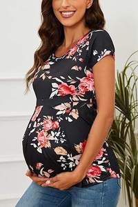 Vêtements de grossesse pour femmes, vêtements de maternité, t-shirts imprimés à motifs, respirants, vente en gros, sur mesure - Product Image 3