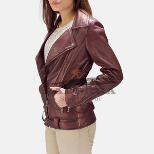 Vestes classiques modernes pour femmes Blouson aviateur en cuir de qualité supérieure Logo personnalisé Design Vêtements d'extérieur élégants à la mode pour motards - Product Image 5