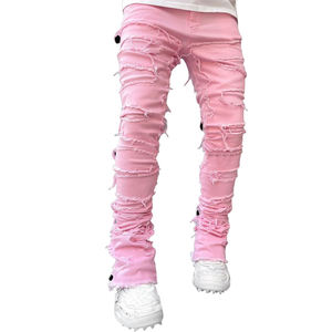 Pantalons de jogging pour hommes, coupe régulière, empilés, déchirés, coupe slim, patchwork, usés, droits, imperméables, respirants, hip-hop - Product Image 2