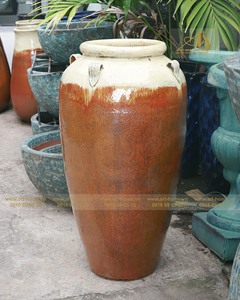 Pot en céramique émaillée rouge crème GL412-JA design moderne finition galvanisée durable écologique pour la décoration de la maison et du jardin. - Product Image 2