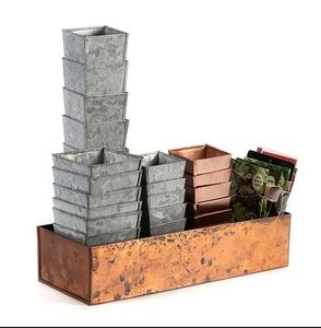 Maceta moderna de metal galvanizado rectangular para el hogar, maceta redonda decorativa para sala de estar, mini maceta para decoración del hogar - Product Image 1