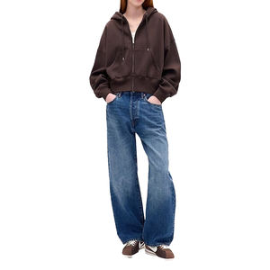 Sweat-shirt à capuche zippé intégral en coton 100% teint en fil, motif uni personnalisé, polaire doux, décontracté, pour tous les jours, fournisseur OEM, marque privée - Product Image 3