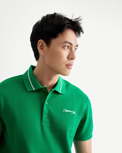 Camiseta de Manga Corta Informal de Alta Calidad para Hombre, Tejida, Estampada, con Botones, Cuello en Contraste Bordado, Transpirable, de Poliéster y Algodón, Ajustada - Product Image 5