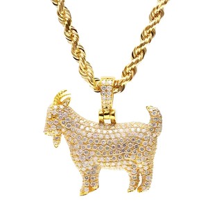 Pendentif en diamant de chèvre 2 carats, taille pavé, en or rose jaune blanc 14 K avec clarté VS, directement du grossiste - Product Image 3