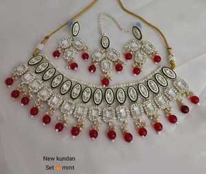 Indian Traditional Kundan Gold Plated <b>Jewellery</b> <b>Set</b> and Copper Necklace <b>Set</b> for Women and <b>Girls</b> Indian Accessories Jewlery Women - Product Image 5