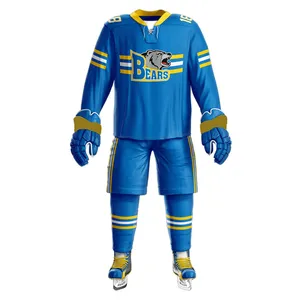 Uniforme de hockey sobre hielo de talla grande con sublimación digital Camisas y pantalones cortos de manga larga a la venta