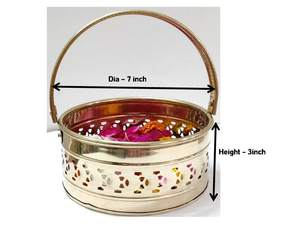 Cesto de vajilla de decoración del hogar Chapado en latón, cesto de boda para uso doméstico, hecho a mano indio - Product Image 3