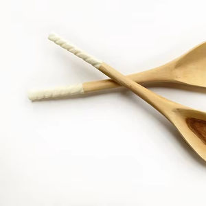 Gran oferta, 2 uds., servidor de ensalada de madera con mango de resina, cuchara y tenedor, cubiertos para ensalada o juegos de cucharas de servicio, cubiertos de vajilla de madera - Product Image 1