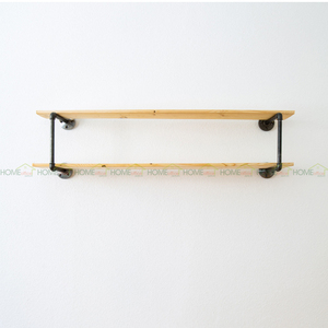 Étagère murale à 2 niveaux en métal et bois pour salon, salle de bain, cuisine - 80x30x40 (cm) - Product Image 3