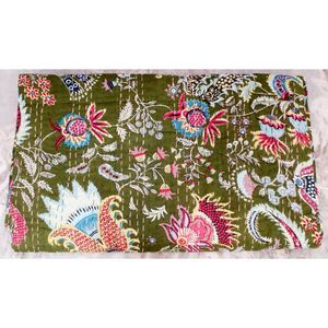 Colcha de algodón con estampado Floral para decoración del hogar, colcha de Kantha hecha a mano india, bonita, venta al por mayor - Product Image 4