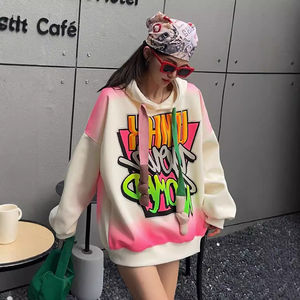 Qualité supérieure Logo personnalisé Meilleure vente Femmes Vintage Graffiti Full Print Hoodie Femmes Long Hong Kong Hoodie Top - Product Image 4