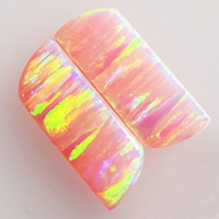 Opale de feu bleue en gros, cabochon en pierre naturelle, pierre précieuse polie, taille 17x7x2 MM, pour la fabrication de bijoux, paire de pierres précieuses en vrac