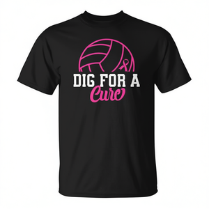 T-shirt da donna rosa per la consapevolezza sul cancro al seno - Collezione promozionale Dig for a Cure - Abbigliamento da pallavolo - Product Image 2
