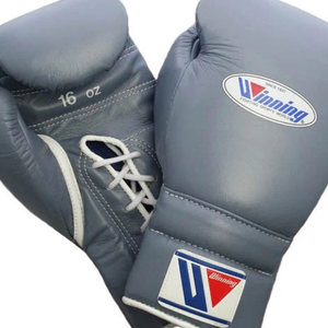 Gants de boxe à lacets Winning, gris, cuir véritable, gants de boxe professionnels pour l'entraînement et le sparring, fabriqués à la main, style japonais, 8oz 16oz - Product Image 2