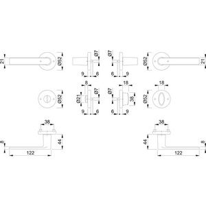 Juego de Rosetas para Manija de Puerta Los Angeles Brass F96-1-R Redondas SK/OL DIN M1642/42KV/42KVS Izquierda/Derecha D/D HOPPE para Fácil Instalación - Product Image 3