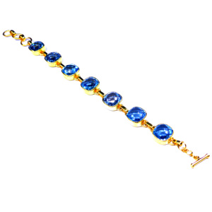 Luxe à la mode 925 en argent Sterling bleu topaze pierres précieuses charme mariage dames porter lien chaîne Bracelet - Product Image 5