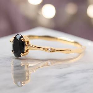 Anillo de diseño único de piedra de ónix negro, Plata de Ley 925, banda minimalista rellena de oro, joyería de plata fina, alianzas de boda de compromiso - Product Image 2
