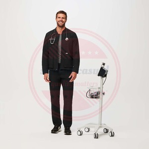 Veste de gommage confortable pour hôpital infirmier en gros 2023 | Veste médicale à manches longues à manches longues personnalisée avec poches - Product Image 2