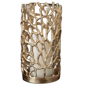 Soporte votivo de mesa grande de latón fundido de Metal estable con base lisa y cristal elegante decoración navideña ligera para el hogar - Product Image 4