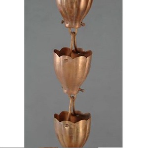 Cadena de lluvia 6,5 pies tazas de acabado de cobre natural tulipán metal cobre pated Cadena de lluvia decoración de jardín de la India - Product Image 5